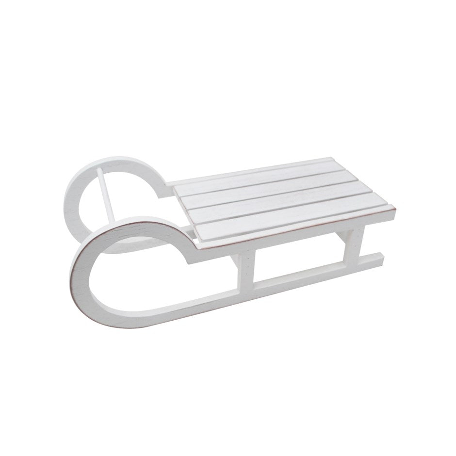 White Wooden Sled Candle Tray