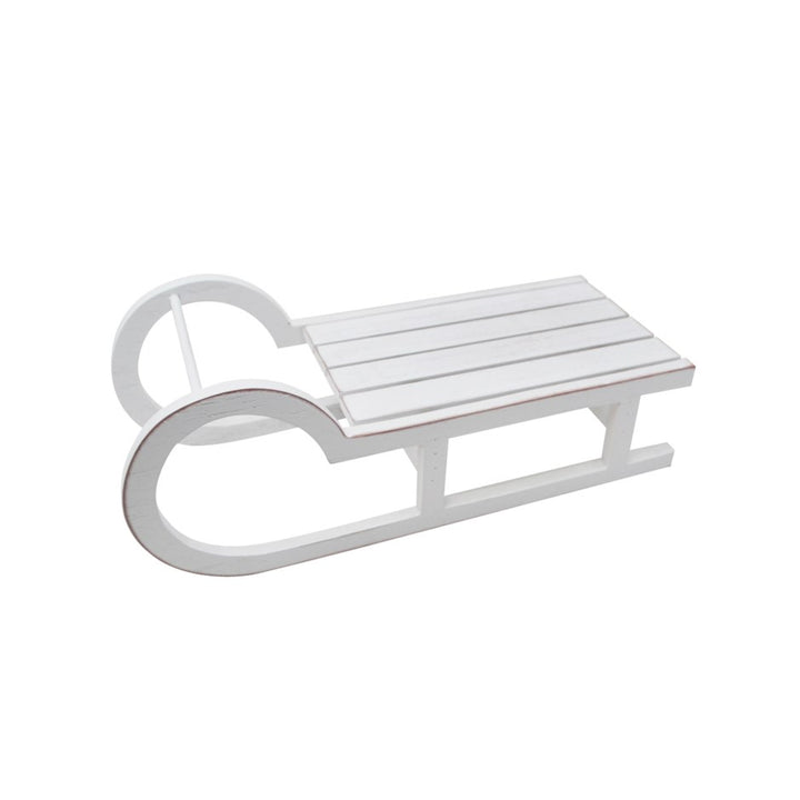 White Wooden Sled Candle Tray