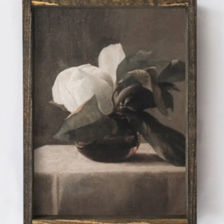 Magnolia Framed Vintage Flower Wall Art