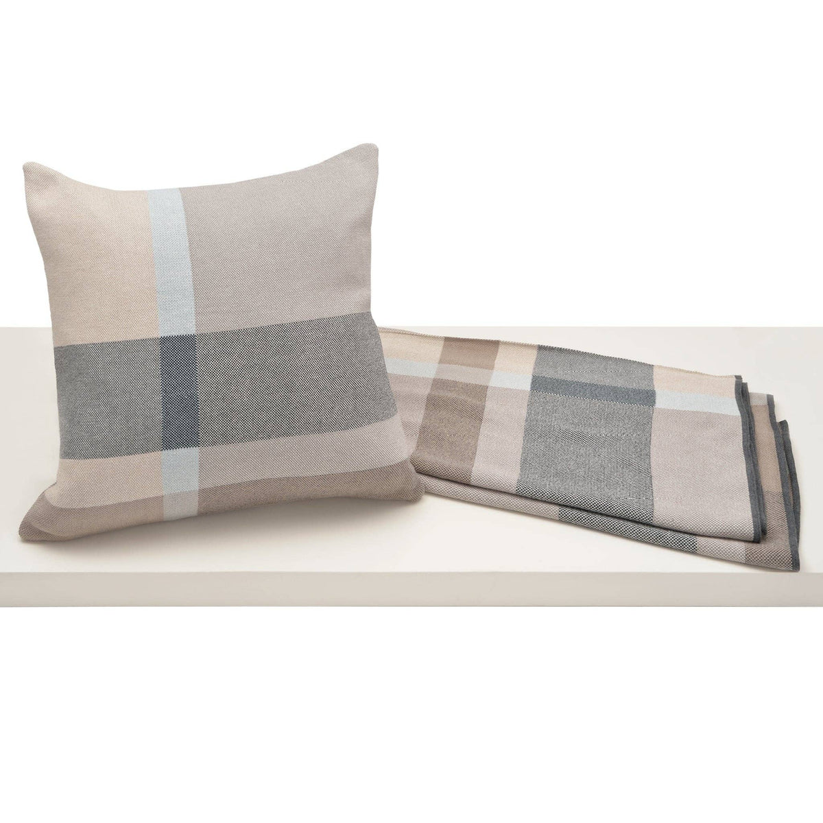 Rory Plaid Pillow, Beige, 20" x 20"