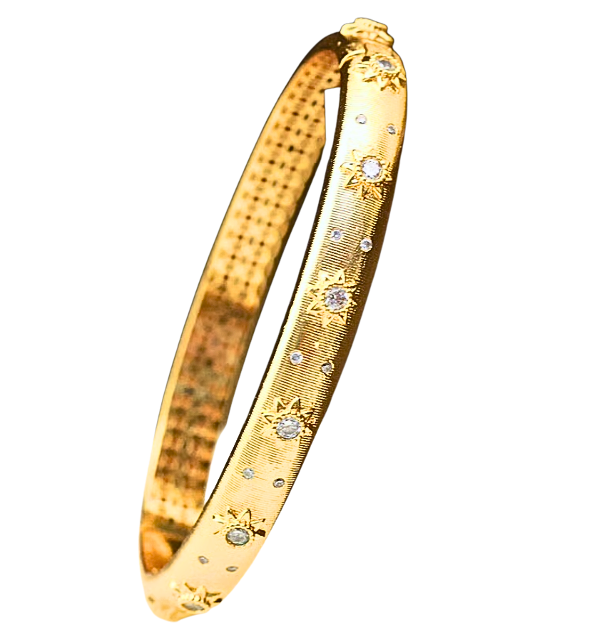 Opera Bracelet, CZ Wrap 18K Gold Bangle