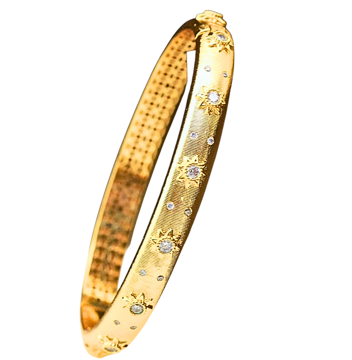 Opera Bracelet, CZ Wrap 18K Gold Bangle