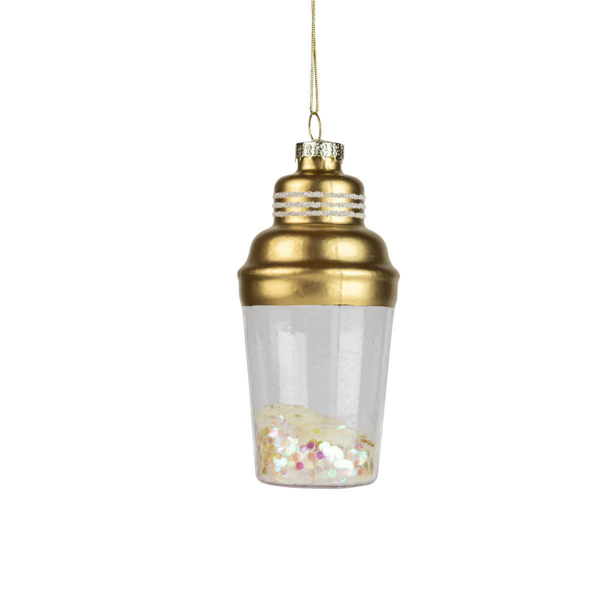Glass Confetti Cocktail Shaker Ornament