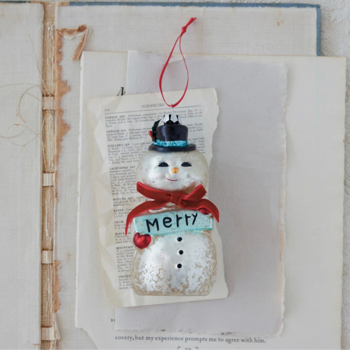 Glass Snowman Ornament
