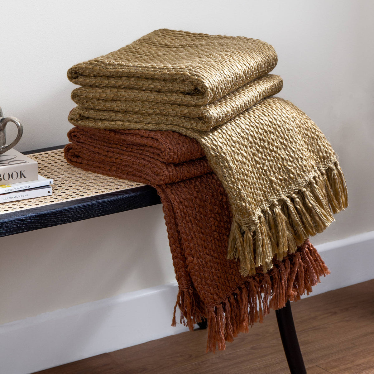 Morni Woven Fringed Throw, Olive