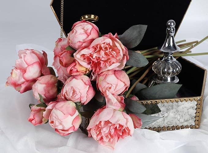 12" Silk Peony Floral Bouquet