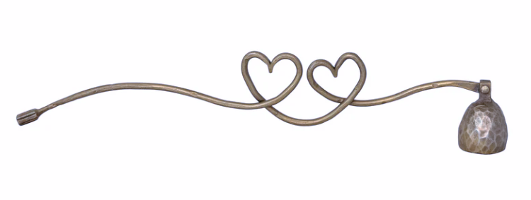 Heart Shaped Iron Candle Snuffer, Antique Gold