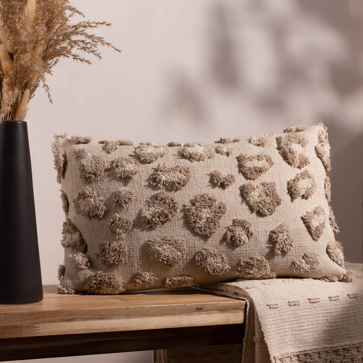 Maeve Tufted Leopard Print Cushion, Natural