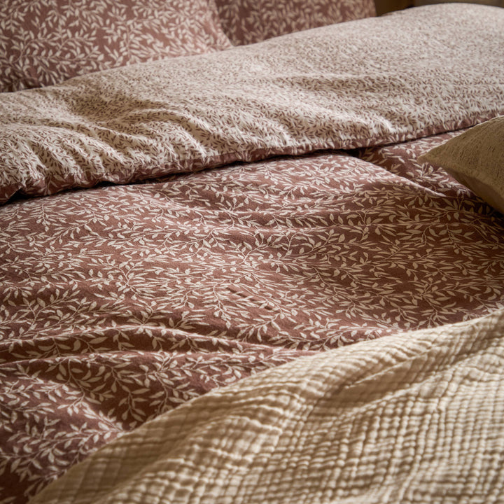 Perrie Leaf Muslin Duvet Cover Set, Cinnamon
