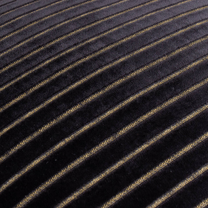 Savoy Stripe Velvet Cushion, Black