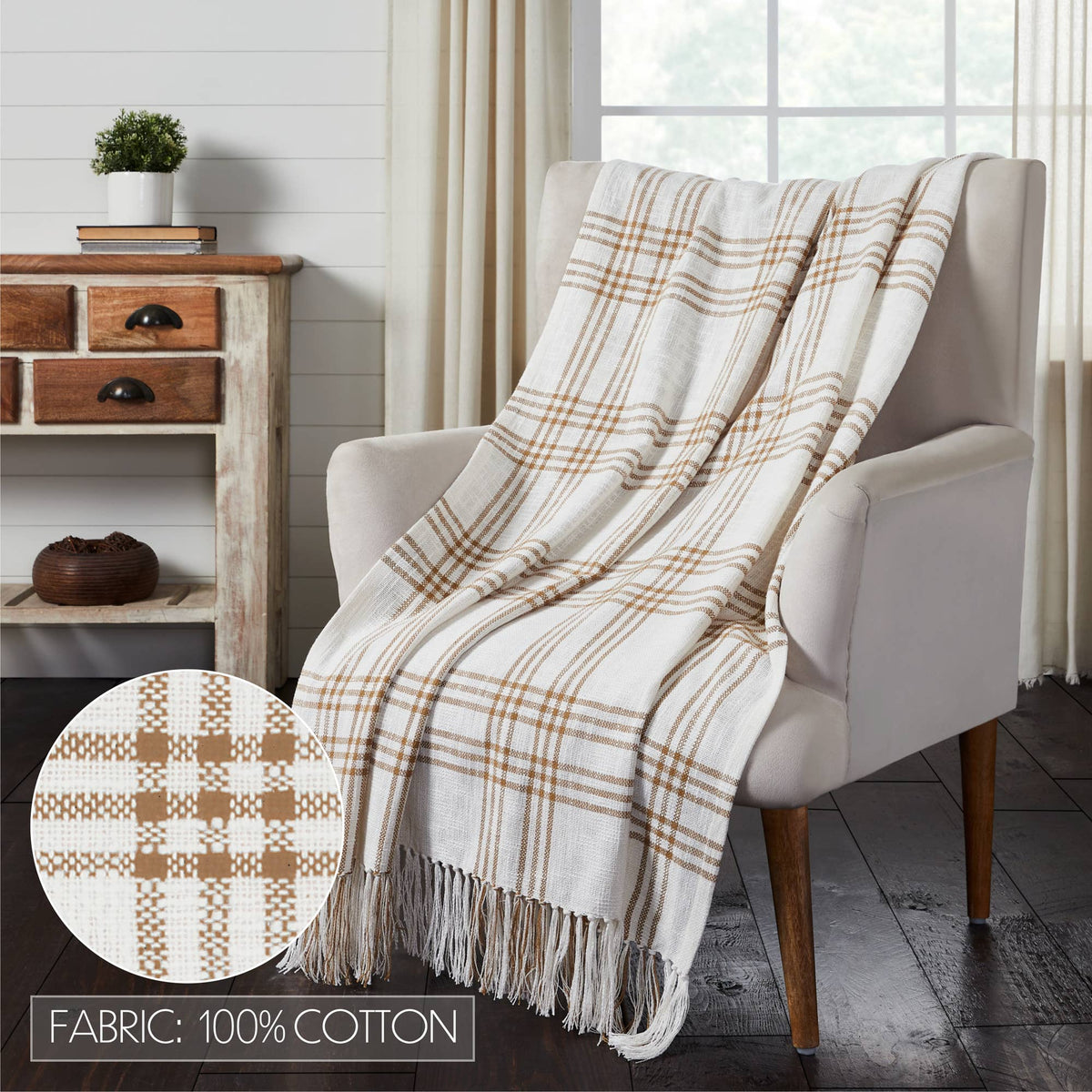 Wheat Plaid Woven Throw Blanket, 50x60, Fall Decor