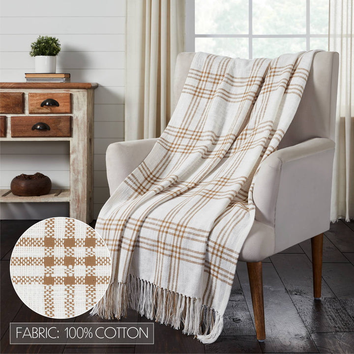 Wheat Plaid Woven Throw Blanket, 50x60, Fall Decor