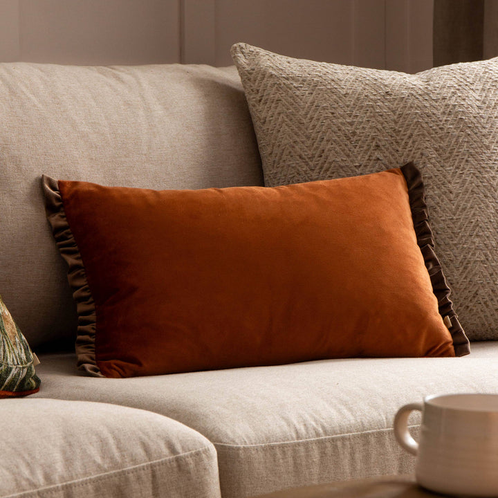 Tilly Velvet Reversible Cushion, Rust/Mink