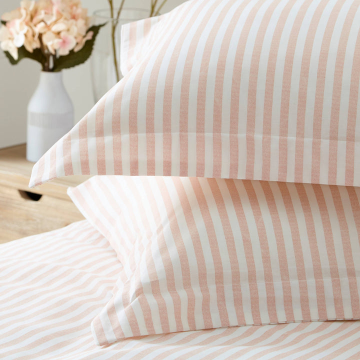 Hebden Melange Stripe Duvet Cover Set, Blush, King