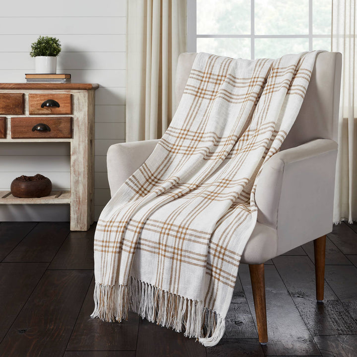 Wheat Plaid Woven Throw Blanket, 50x60, Fall Decor
