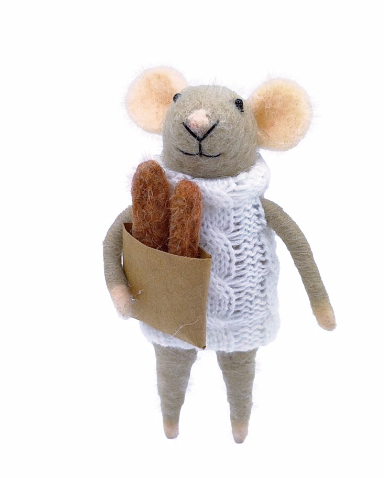 Baguette Bernie Holiday Mouse Ornament