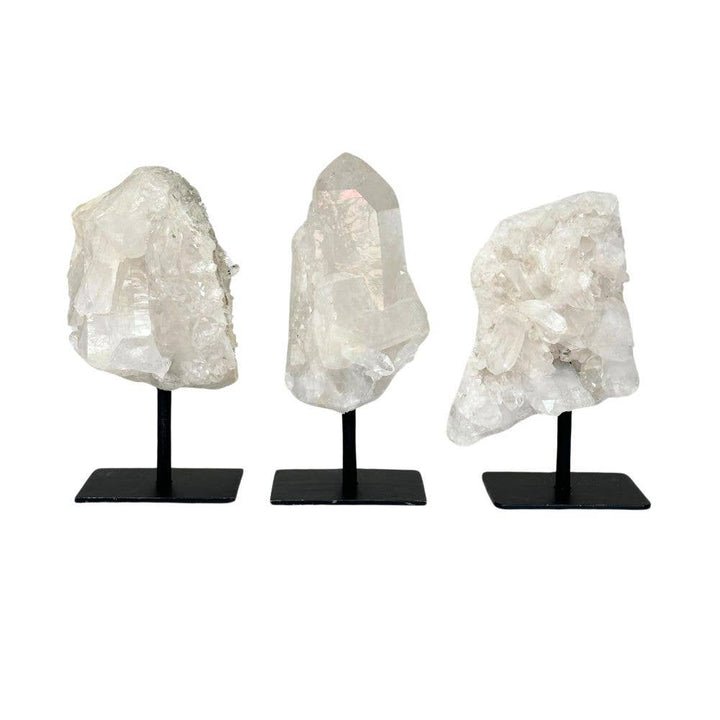 Clear Quartz Cluster on Metal Stand