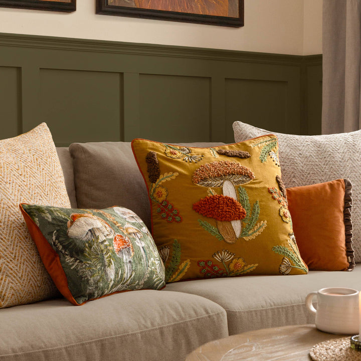 Tilly Velvet Reversible Cushion, Rust/Mink