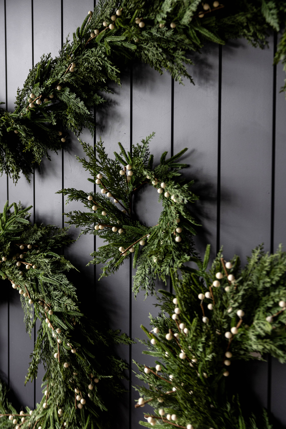 White Plum Berry Norfolk Cypress Real Touch Wreath, 14"