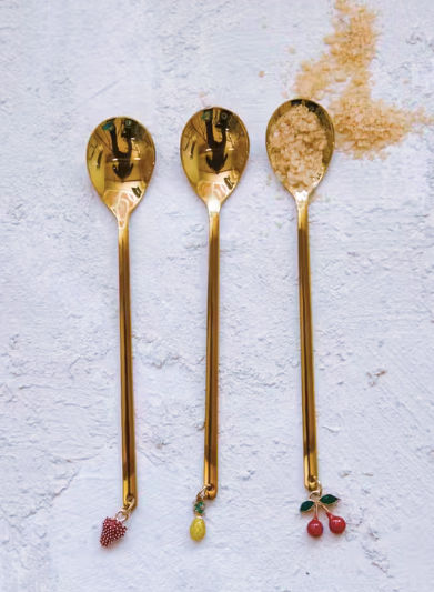Gold Spoon with Fruit Charm