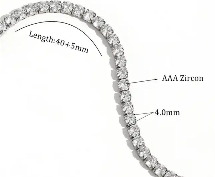 Tennis Necklace, PVD Plated Zircon