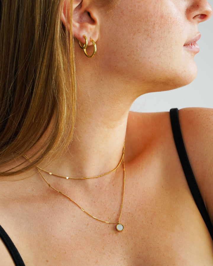Hunter & Hare Oceana Dual Chain Opal Shell Necklace