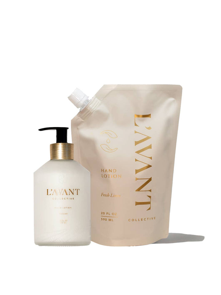 L'AVANT Hand Lotion Refill Pouch, Fresh Linen 20oz