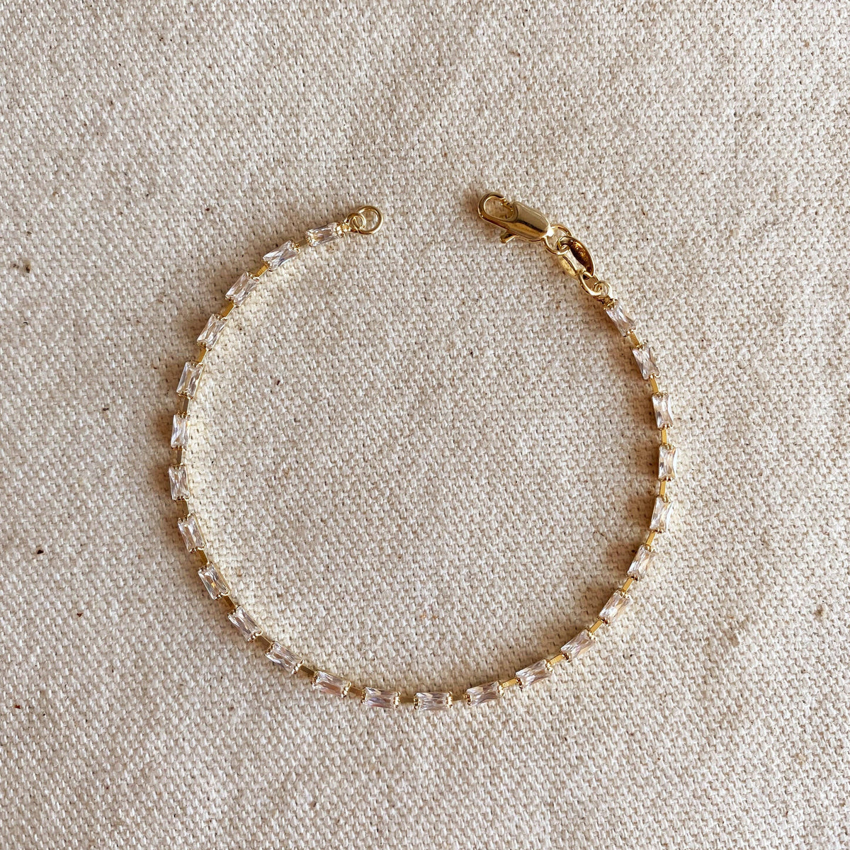 Lucy Baguette Tennis Bracelet, 18K Gold