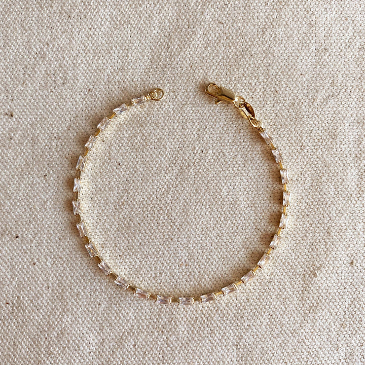 Lucy Baguette Tennis Bracelet, 18K Gold