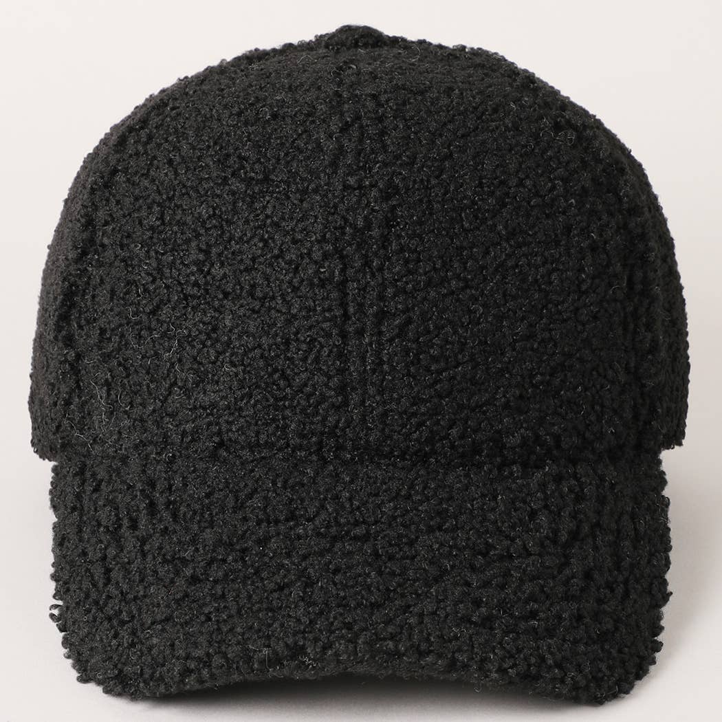 Solid Colored Faux Sherpa Baseball Cap