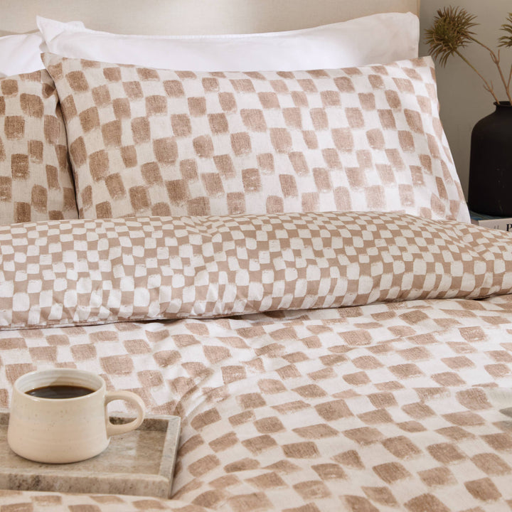 Nyhavn Checkerboard Reversible Duvet Set, Tobacco