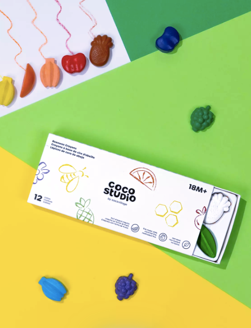 Beeswax Crayon Set, 12 Colours, by Coco Village