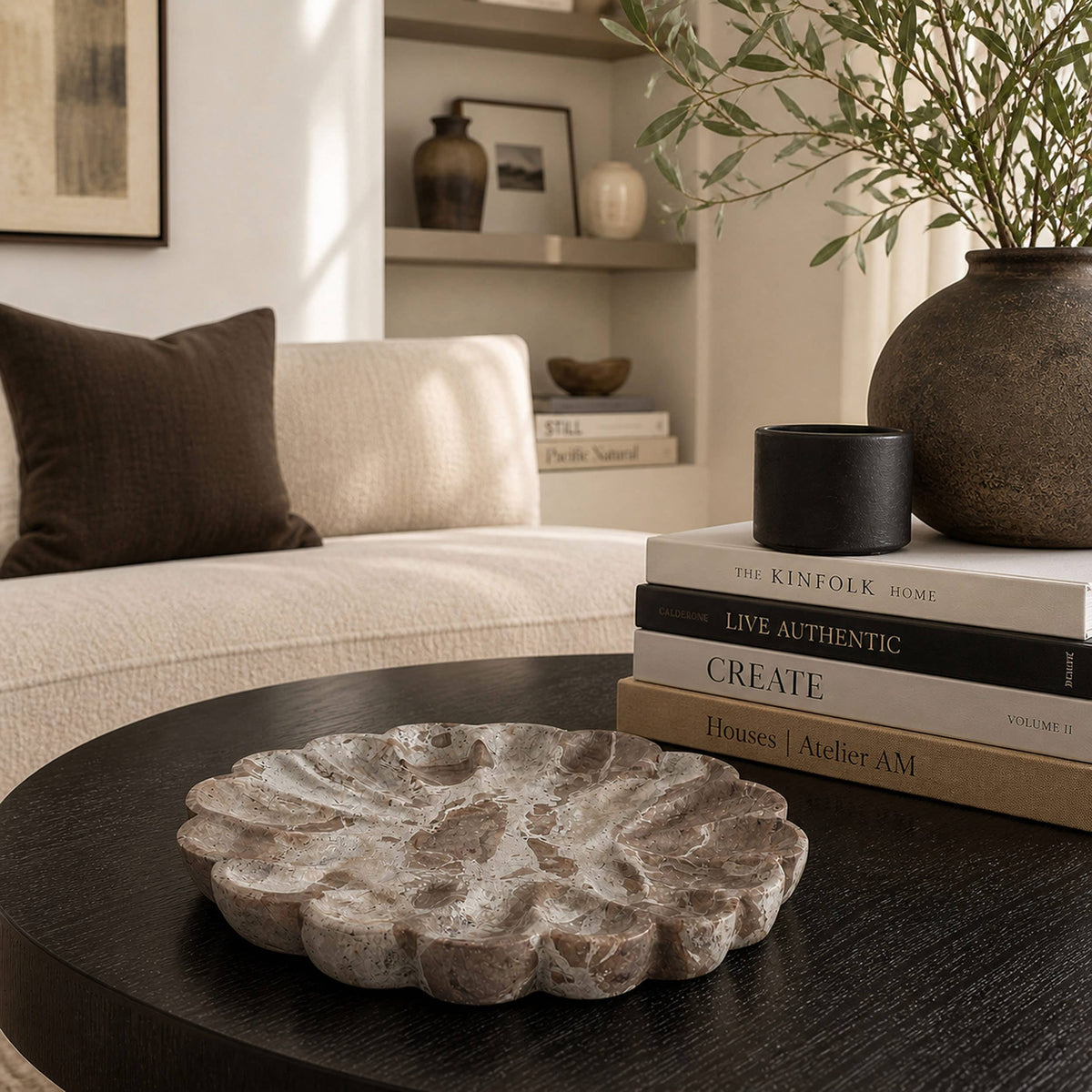 Marble Anemone Decorative Tray, Caprie Beige