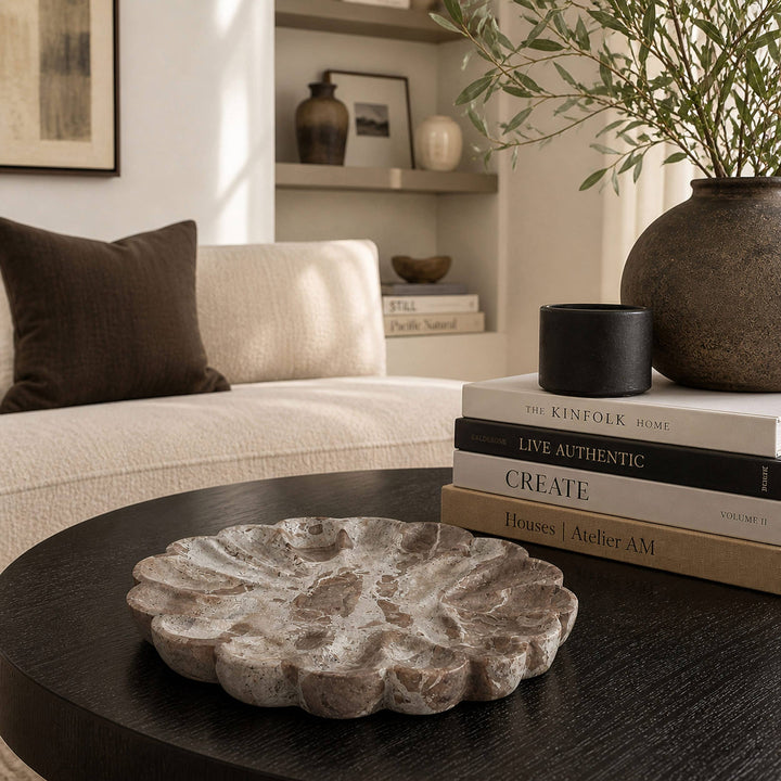 Marble Anemone Decorative Tray, Caprie Beige