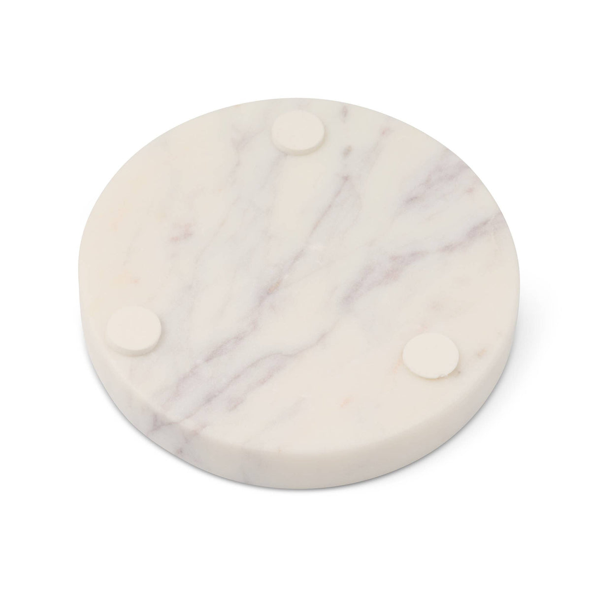 Round Marble Coaster Set of 4, White