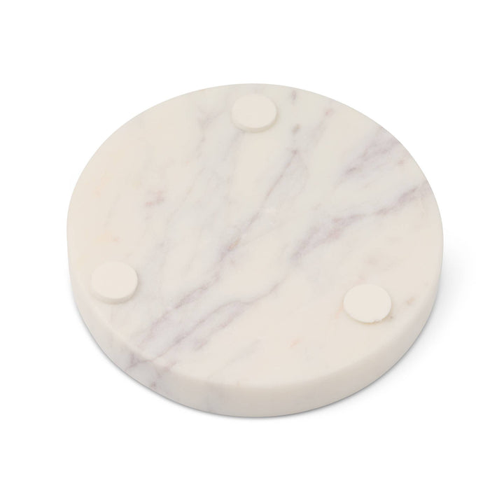 Round Marble Coaster Set of 4, White