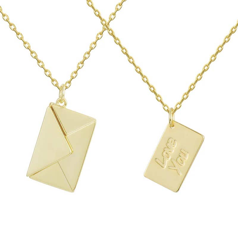 Love Letter 14K Gold Envelope Necklace
