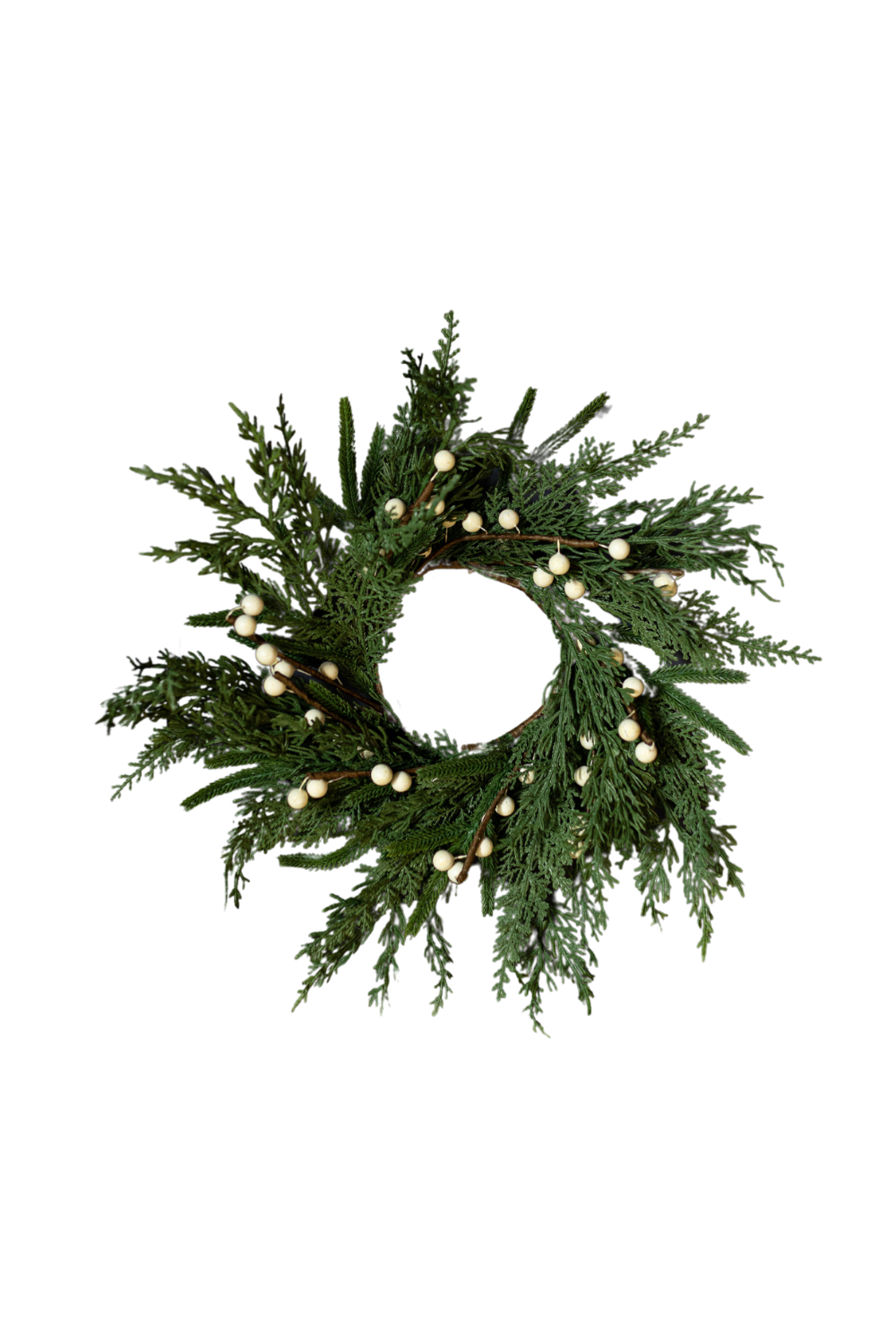 White Plum Berry Norfolk Cypress Real Touch Wreath, 14"