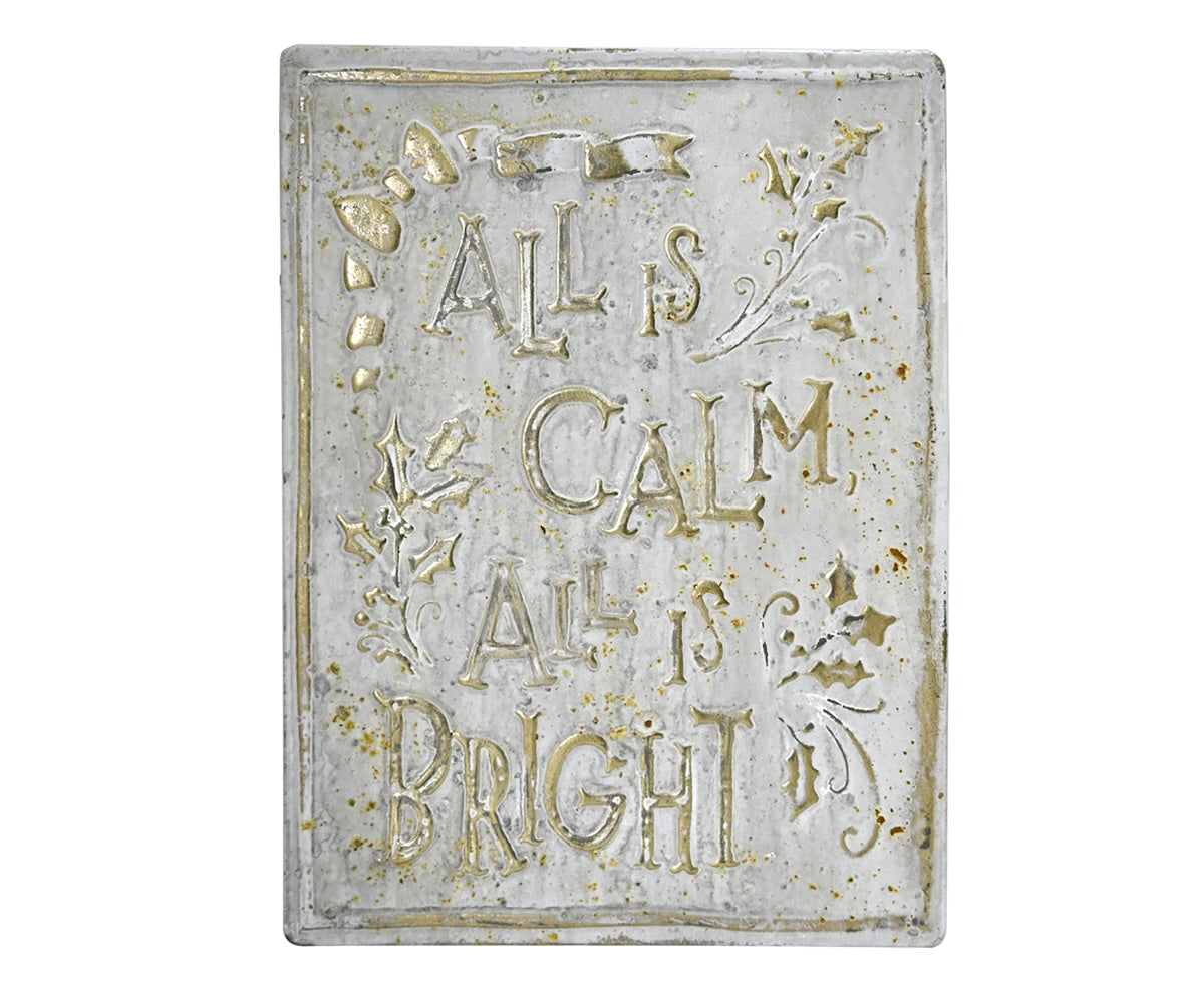 All Is Calm All Is Bright Gold/White Wall Decor