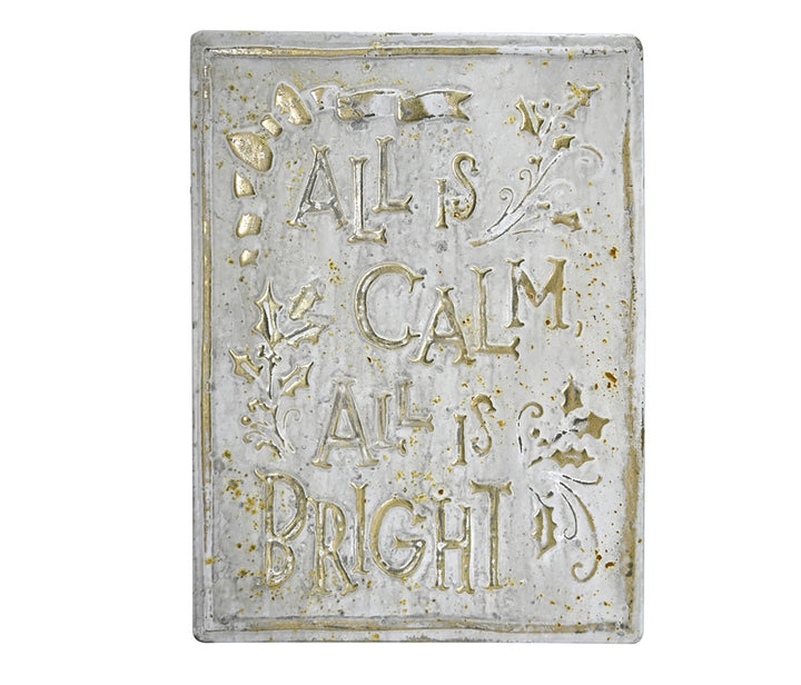 All Is Calm All Is Bright Gold/White Wall Decor
