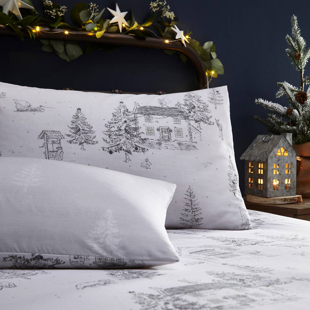 Midwinter Toile Duvet Cover Set, Snow