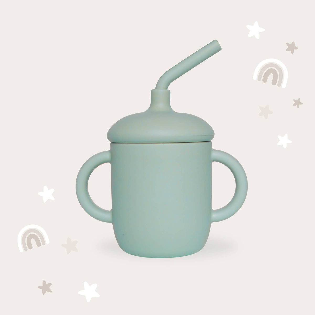 Spill-Proof Sippy Cup with Straw - Sage