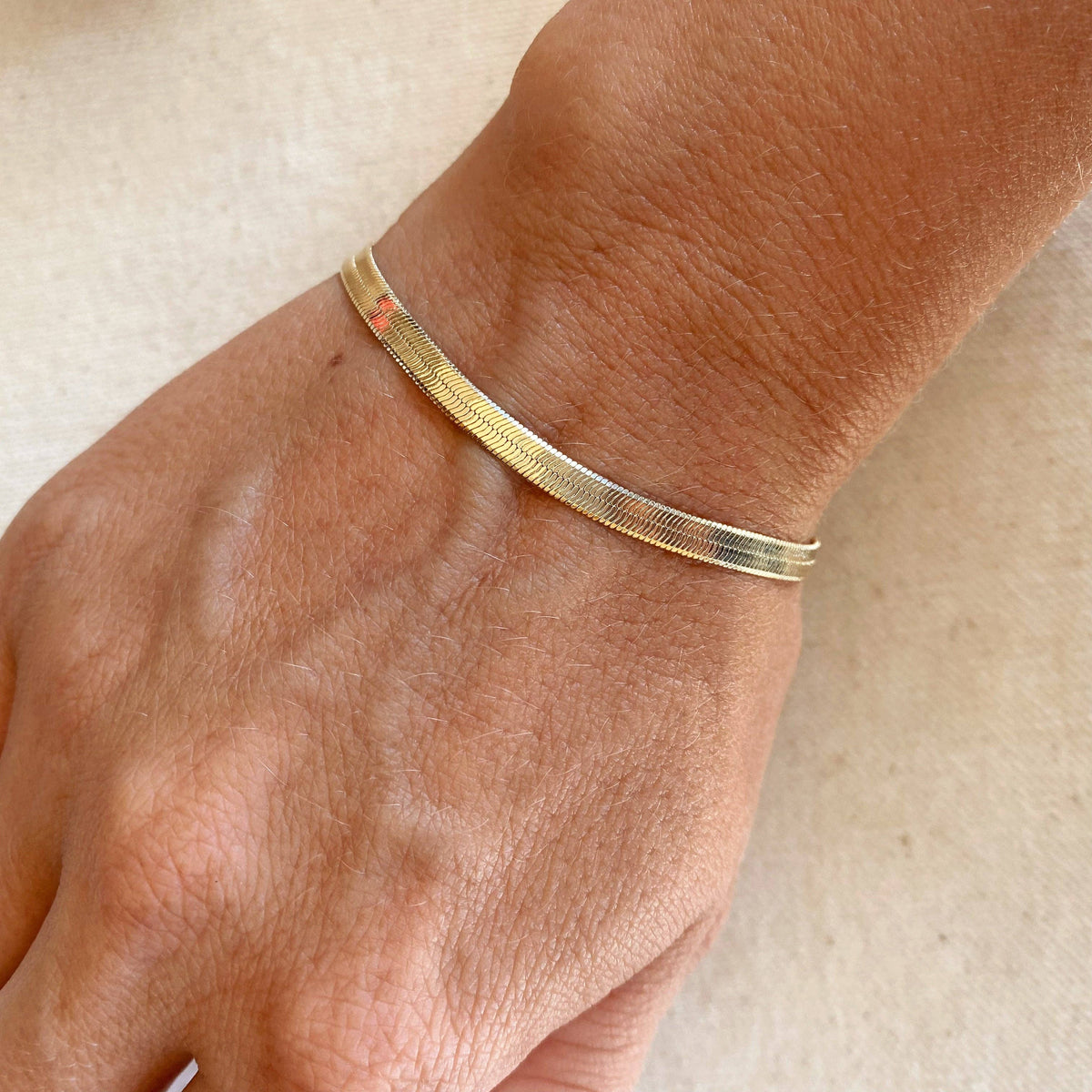Baby Herringbone Bracelet, 18K Gold Filled
