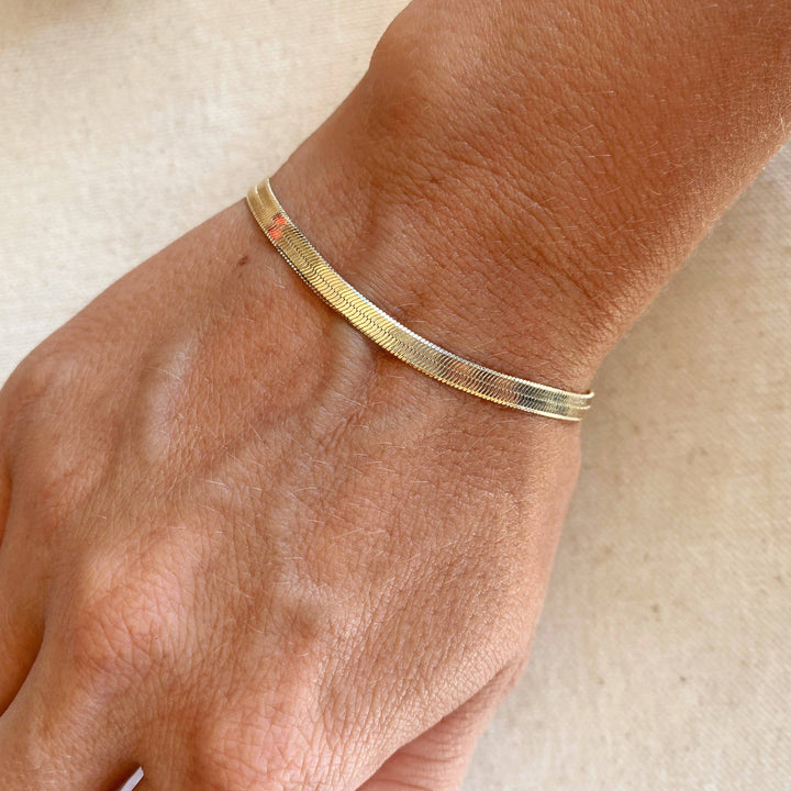 Baby Herringbone Bracelet, 18K Gold Filled