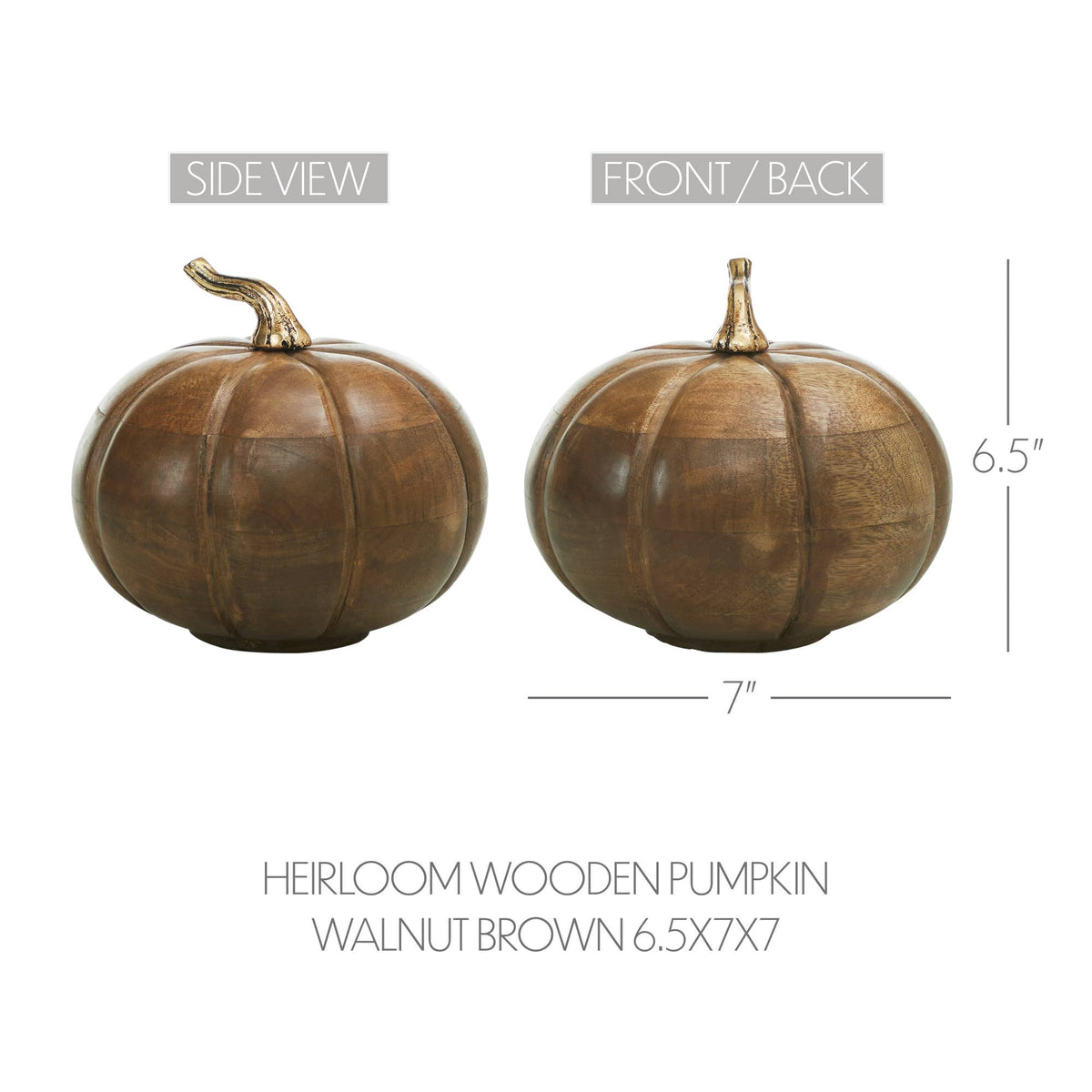 Walnut Mango Wood Pumpkin, 7 Inch, Farmhouse Cottage Fall Decor