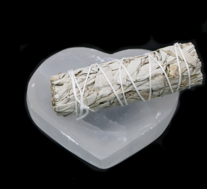 Heart Shaped Selenite Smudge Bowl, 4"