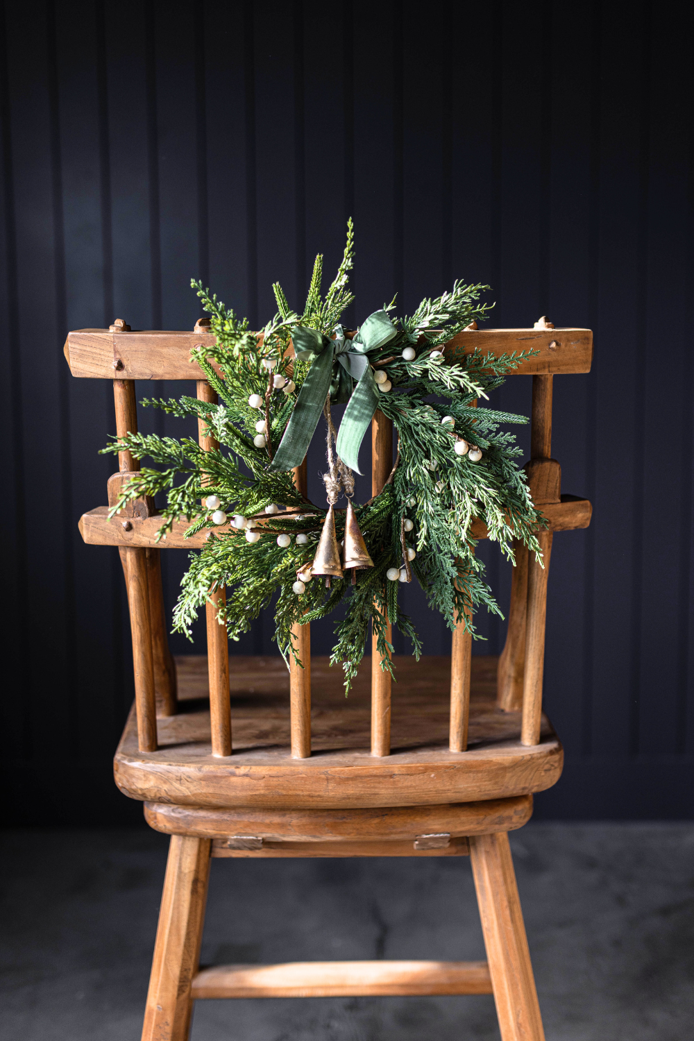 White Plum Berry Norfolk Cypress Real Touch Wreath, 14"