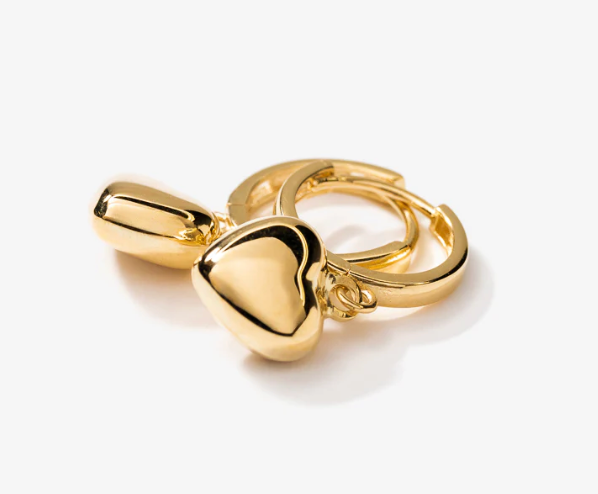 Charm Heart Huggie Hoop Earrings, Waterproof