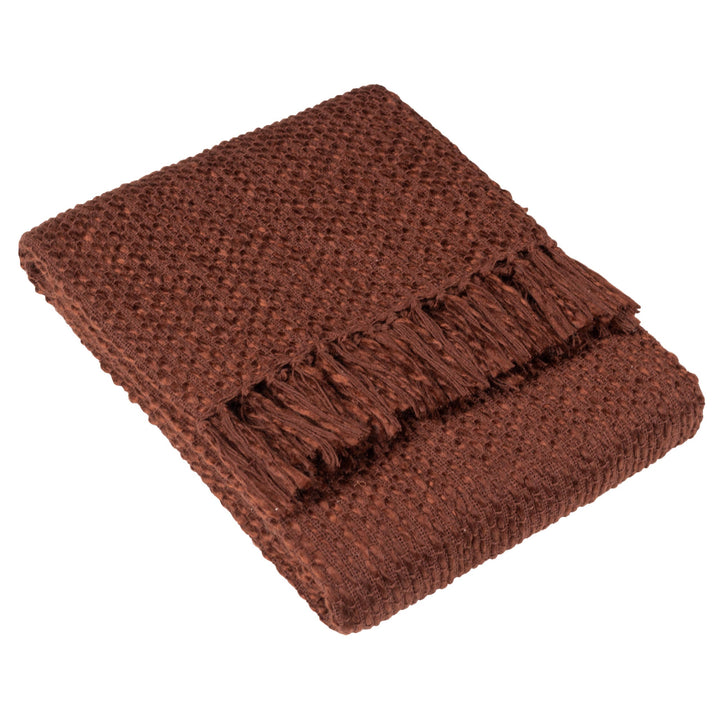 Morni Woven Fringed Throw, Chestnut