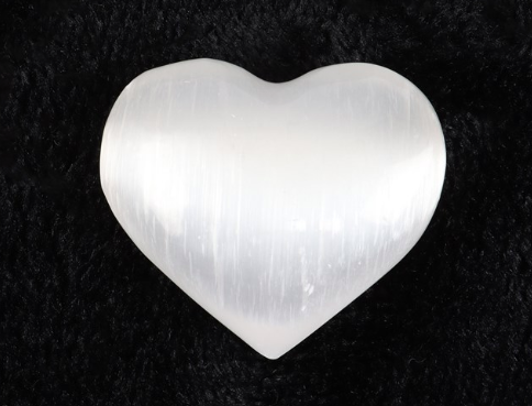 Small Selenite Crystal Heart, 2.5"